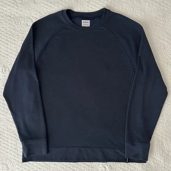 Prana Men's Navy Altitude Tracker Crew Sweatshirt Pullover Large - Picture 3 of 11